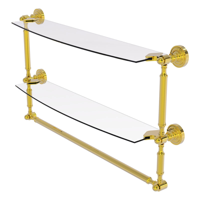 Dottingham Collection Two Tiered Glass Shelf with Integrated Towel Bar