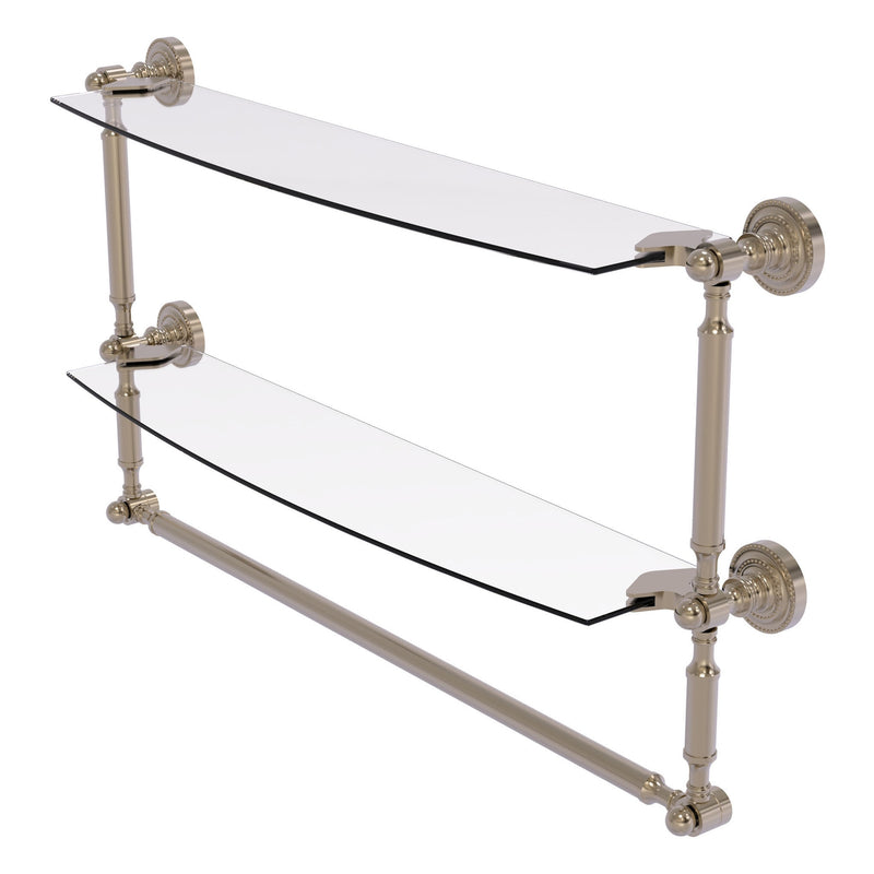 Dottingham Collection Two Tiered Glass Shelf with Integrated Towel Bar