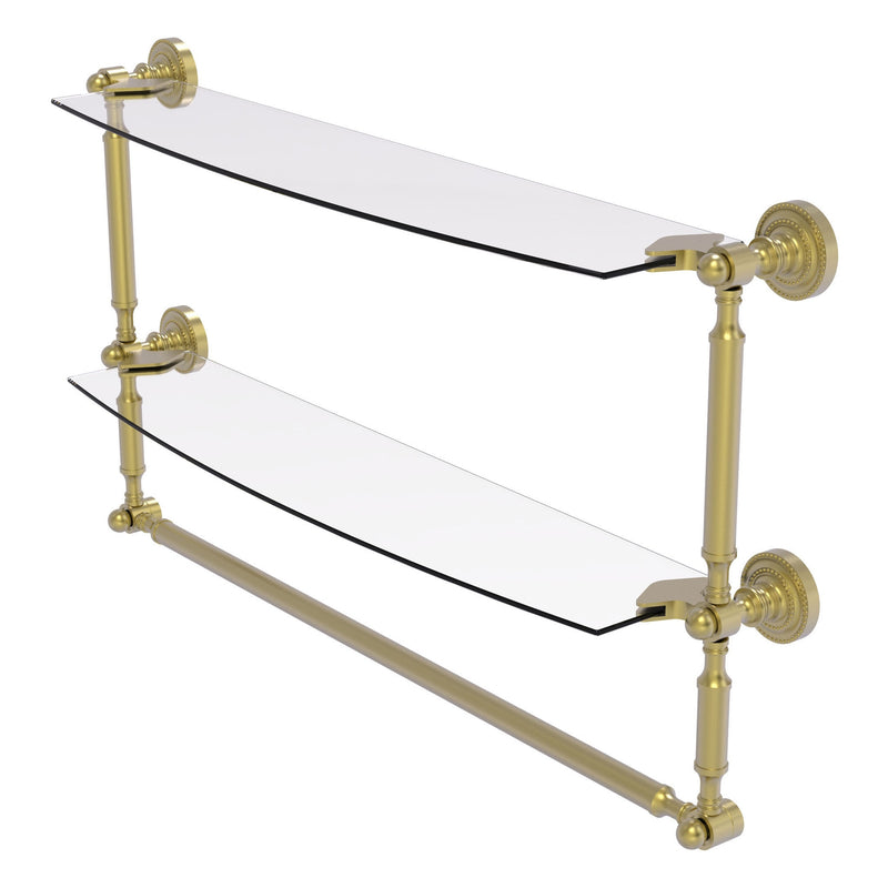 Dottingham Collection Two Tiered Glass Shelf with Integrated Towel Bar