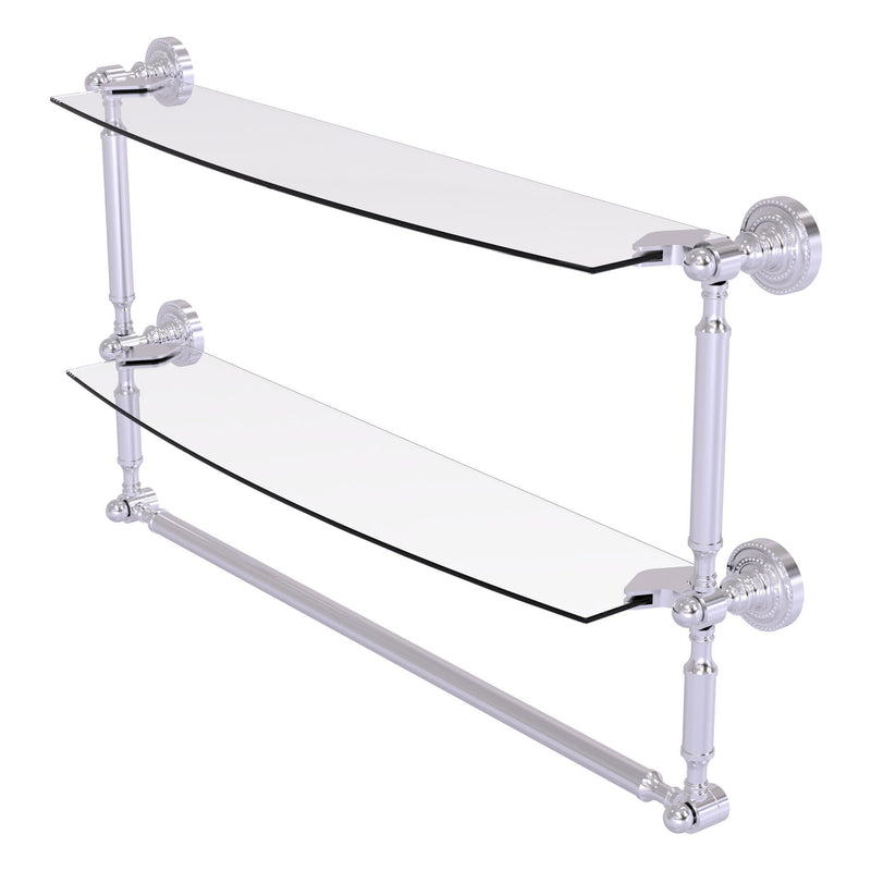 Dottingham Collection Two Tiered Glass Shelf with Integrated Towel Bar