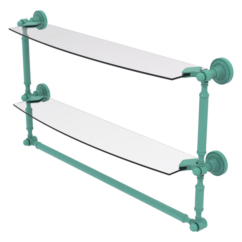 Dottingham Collection Two Tiered Glass Shelf with Integrated Towel Bar