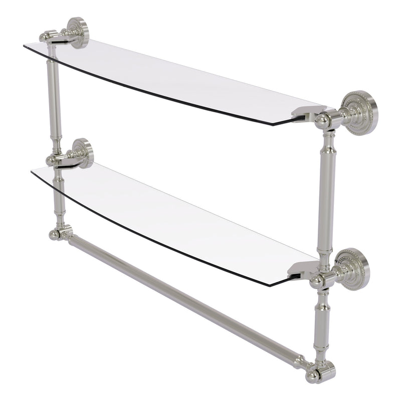 Dottingham Collection Two Tiered Glass Shelf with Integrated Towel Bar