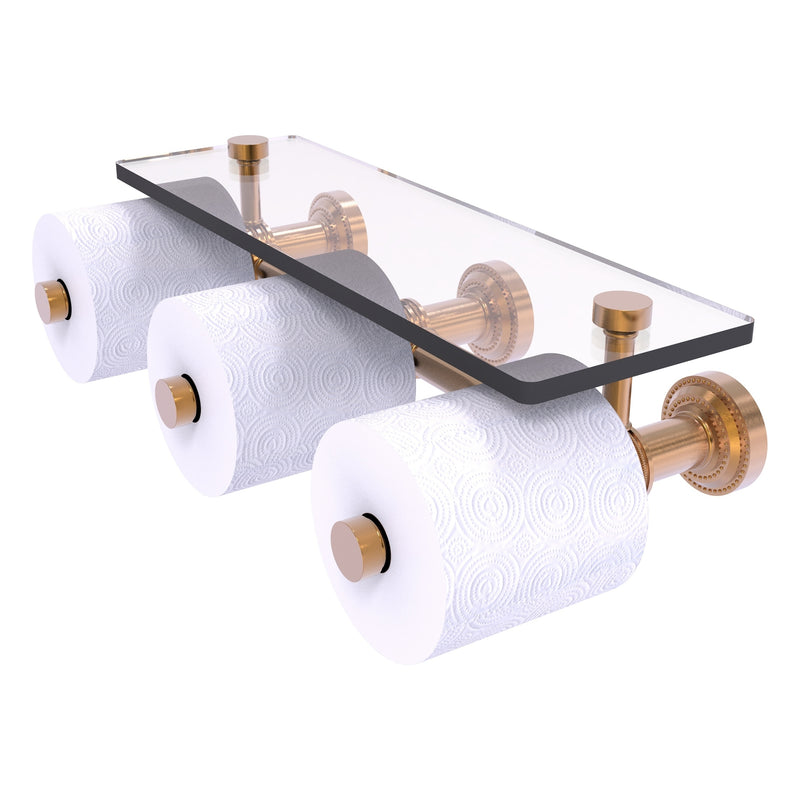 Dottingham Collection Horizontal Reserve 3 Roll Toilet Paper Holder with Glass Shelf