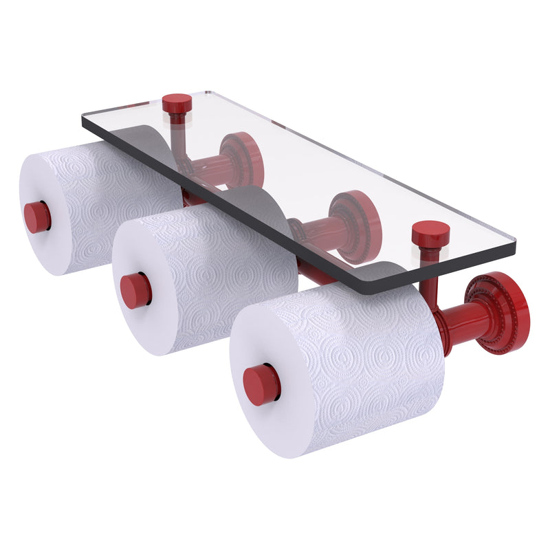 Dottingham Collection Horizontal Reserve 3 Roll Toilet Paper Holder with Glass Shelf