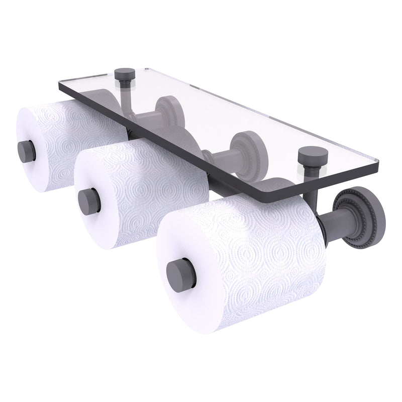 Dottingham Collection Horizontal Reserve 3 Roll Toilet Paper Holder with Glass Shelf