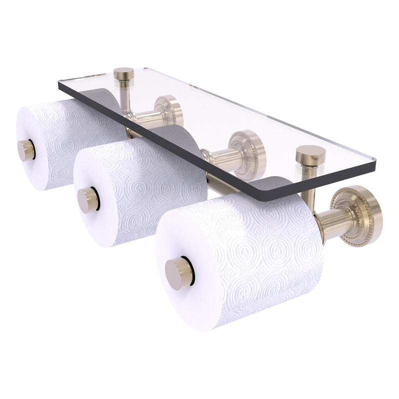 Dottingham Collection Horizontal Reserve 3 Roll Toilet Paper Holder with Glass Shelf