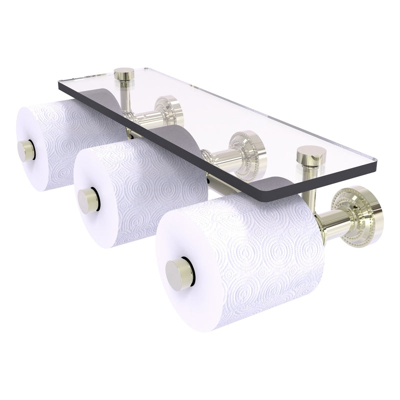 Dottingham Collection Horizontal Reserve 3 Roll Toilet Paper Holder with Glass Shelf