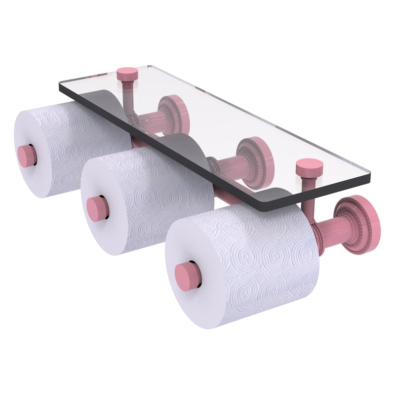 Dottingham Collection Horizontal Reserve 3 Roll Toilet Paper Holder with Glass Shelf