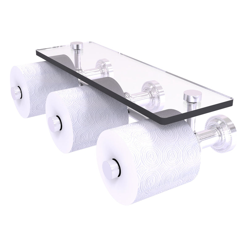 Dottingham Collection Horizontal Reserve 3 Roll Toilet Paper Holder with Glass Shelf