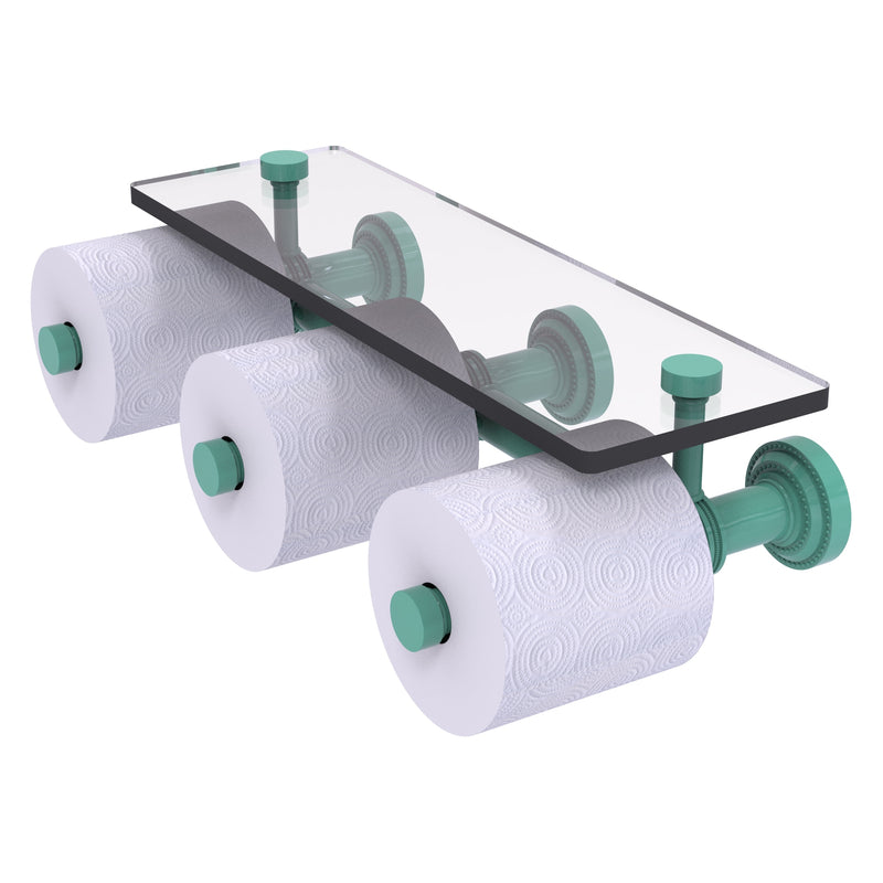 Dottingham Collection Horizontal Reserve 3 Roll Toilet Paper Holder with Glass Shelf