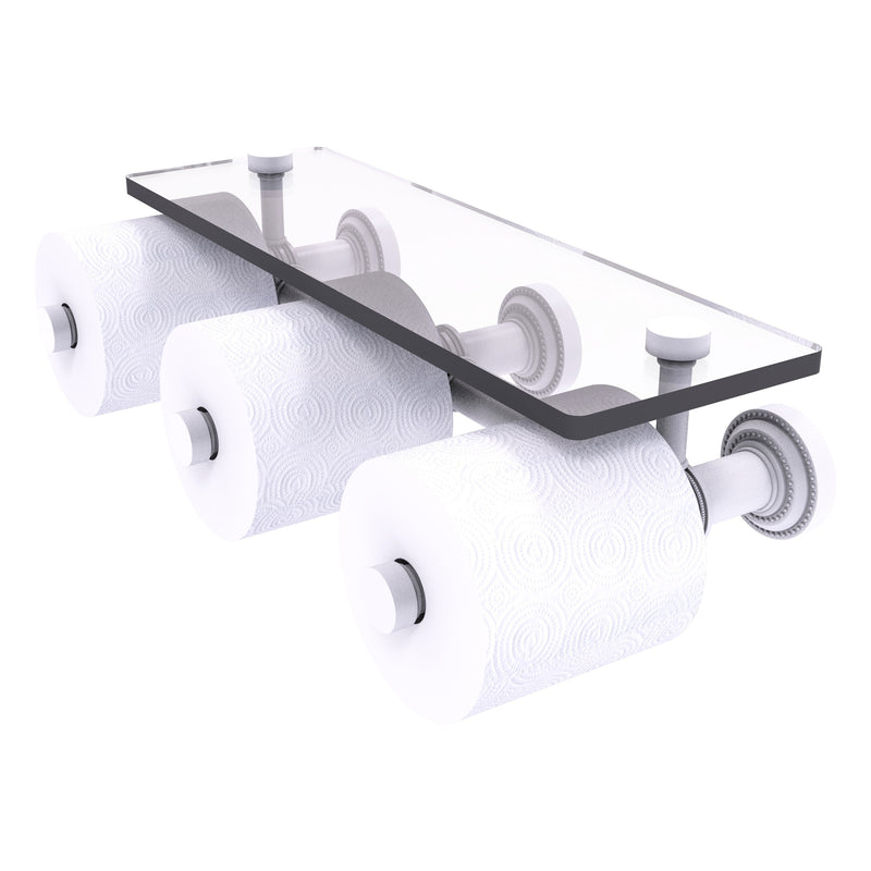 Dottingham Collection Horizontal Reserve 3 Roll Toilet Paper Holder with Glass Shelf