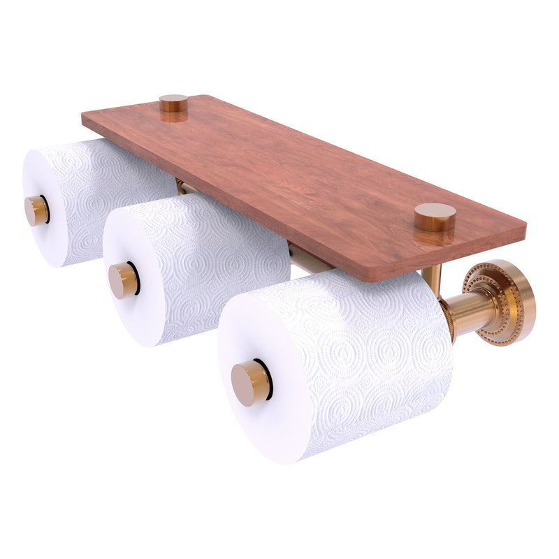 Dottingham Collection Horizontal Reserve 3 Roll Toilet Paper Holder with Wood Shelf