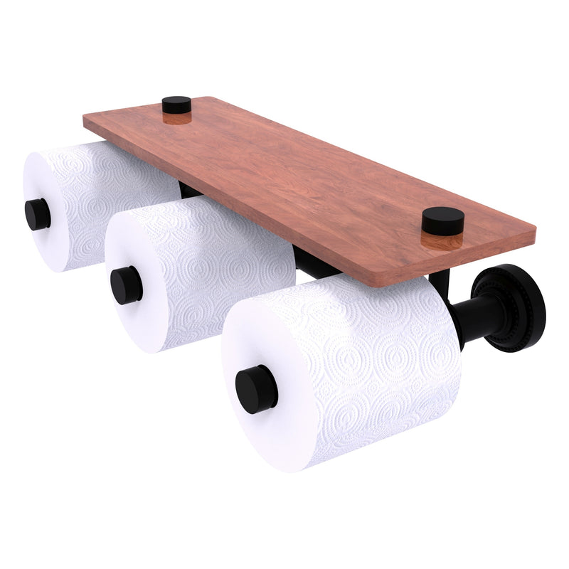 Dottingham Collection Horizontal Reserve 3 Roll Toilet Paper Holder with Wood Shelf