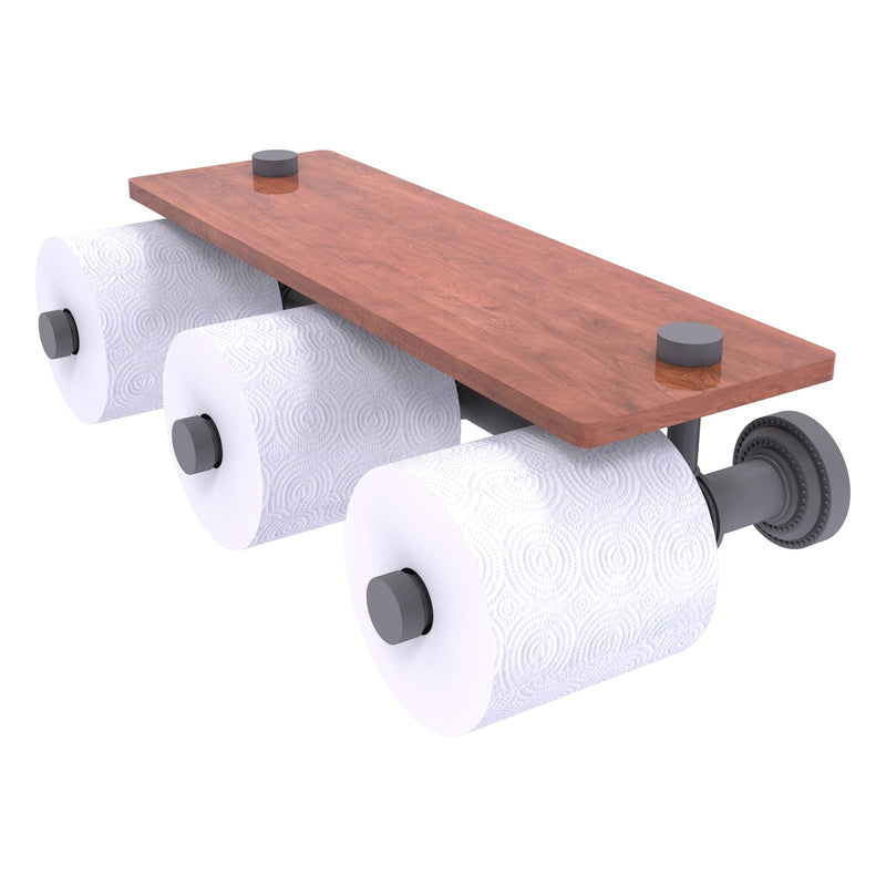 Dottingham Collection Horizontal Reserve 3 Roll Toilet Paper Holder with Wood Shelf