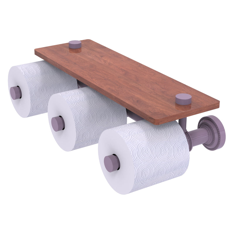 Dottingham Collection Horizontal Reserve 3 Roll Toilet Paper Holder with Wood Shelf