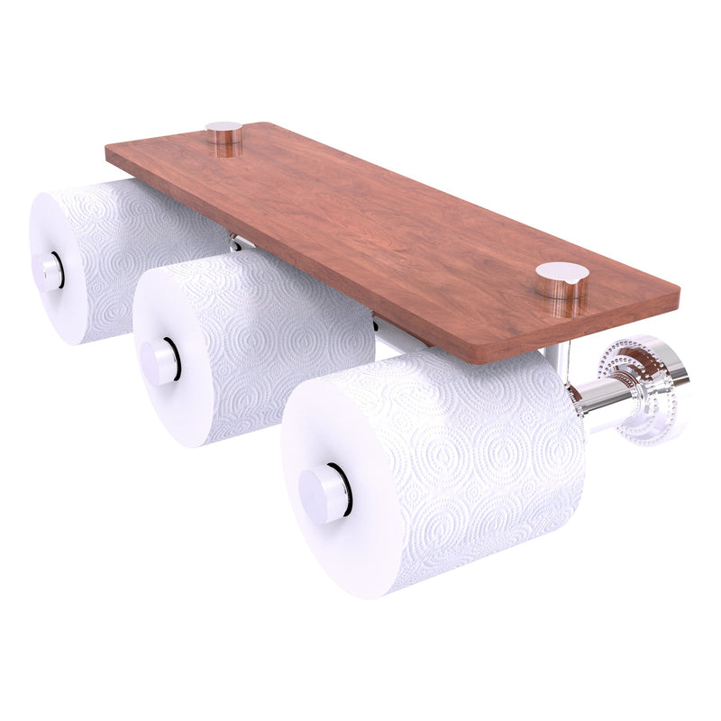 Dottingham Collection Horizontal Reserve 3 Roll Toilet Paper Holder with Wood Shelf