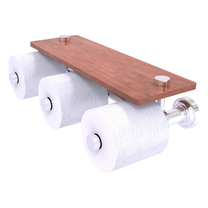 Dottingham Collection Horizontal Reserve 3 Roll Toilet Paper Holder with Wood Shelf