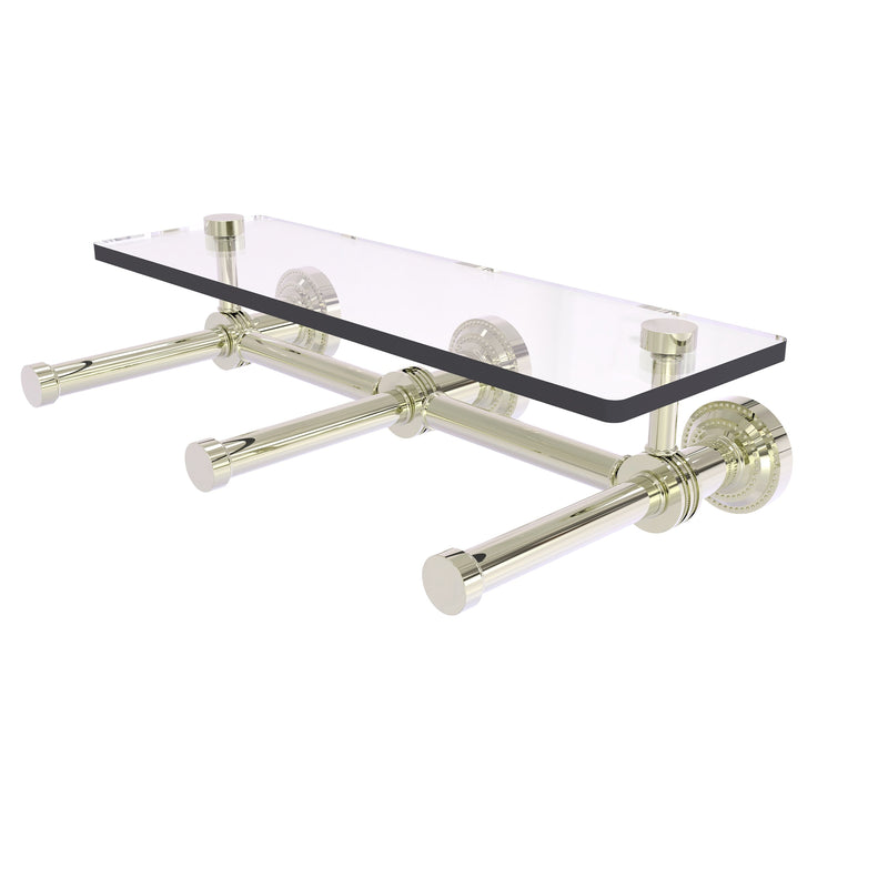 Dottingham Collection Horizontal Reserve 3 Roll Toilet Paper Holder with Glass Shelf