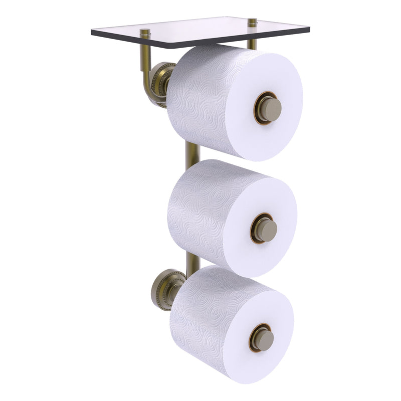 Dottingham Collection 3 Roll Toilet Paper Holder with Glass Shelf