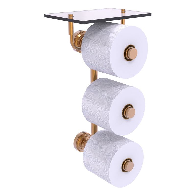 Dottingham Collection 3 Roll Toilet Paper Holder with Glass Shelf