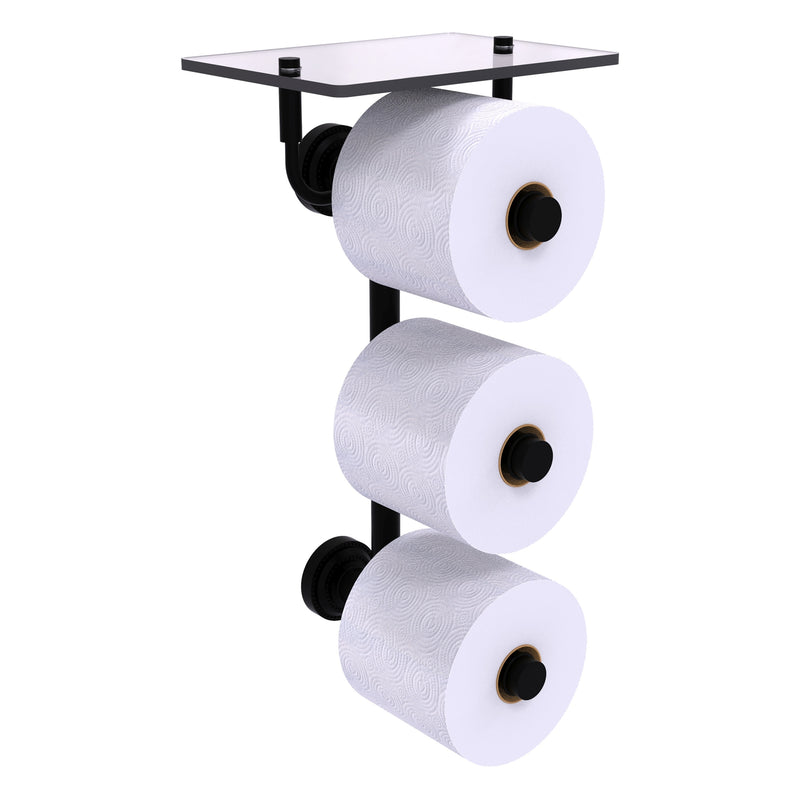 Dottingham Collection 3 Roll Toilet Paper Holder with Glass Shelf