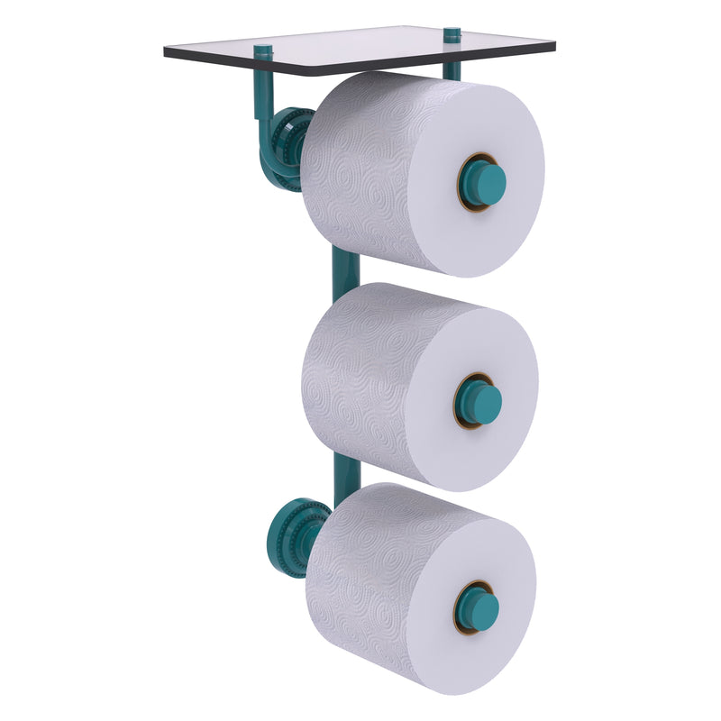 Dottingham Collection 3 Roll Toilet Paper Holder with Glass Shelf