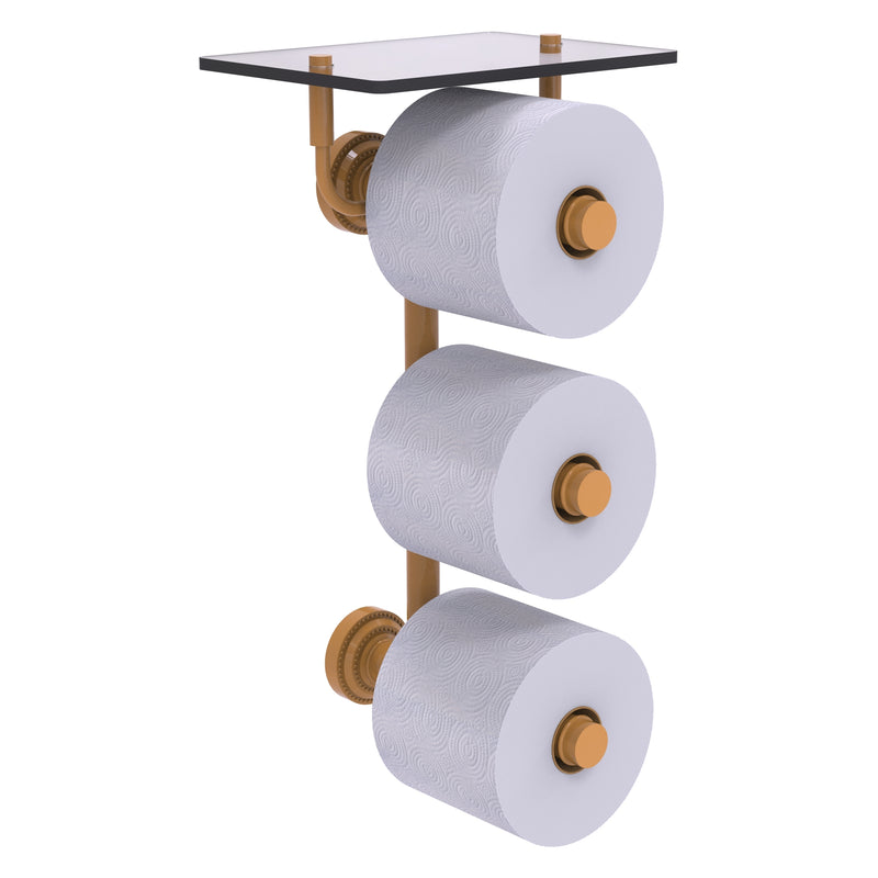 Dottingham Collection 3 Roll Toilet Paper Holder with Glass Shelf