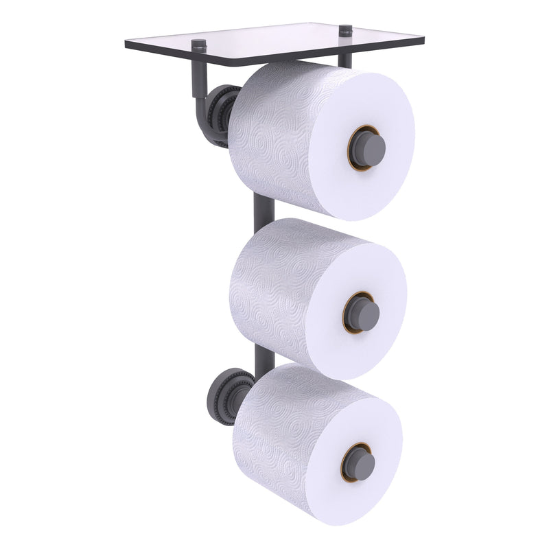 Dottingham Collection 3 Roll Toilet Paper Holder with Glass Shelf