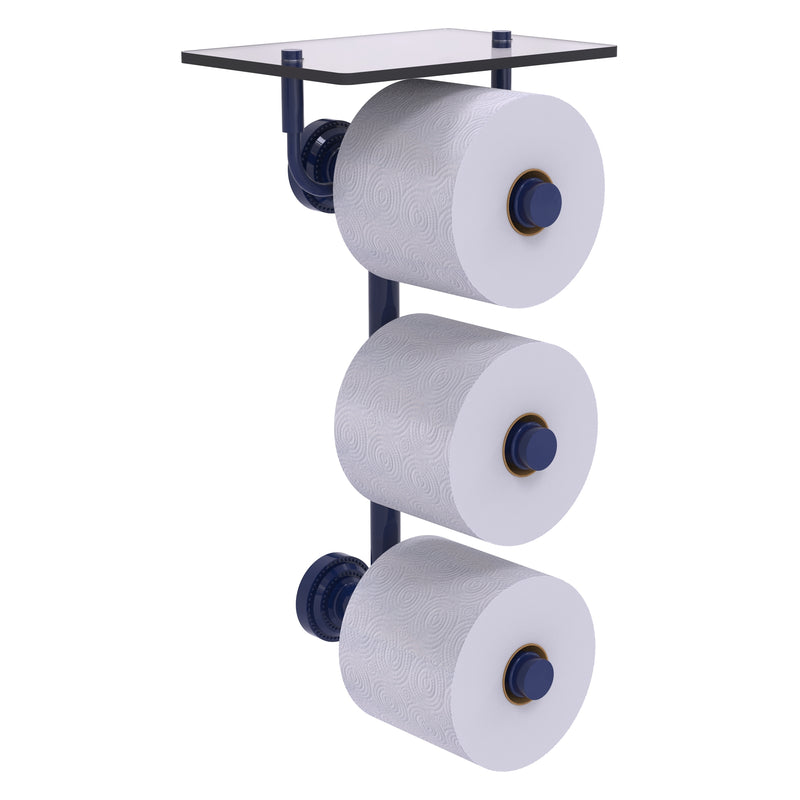 Dottingham Collection 3 Roll Toilet Paper Holder with Glass Shelf