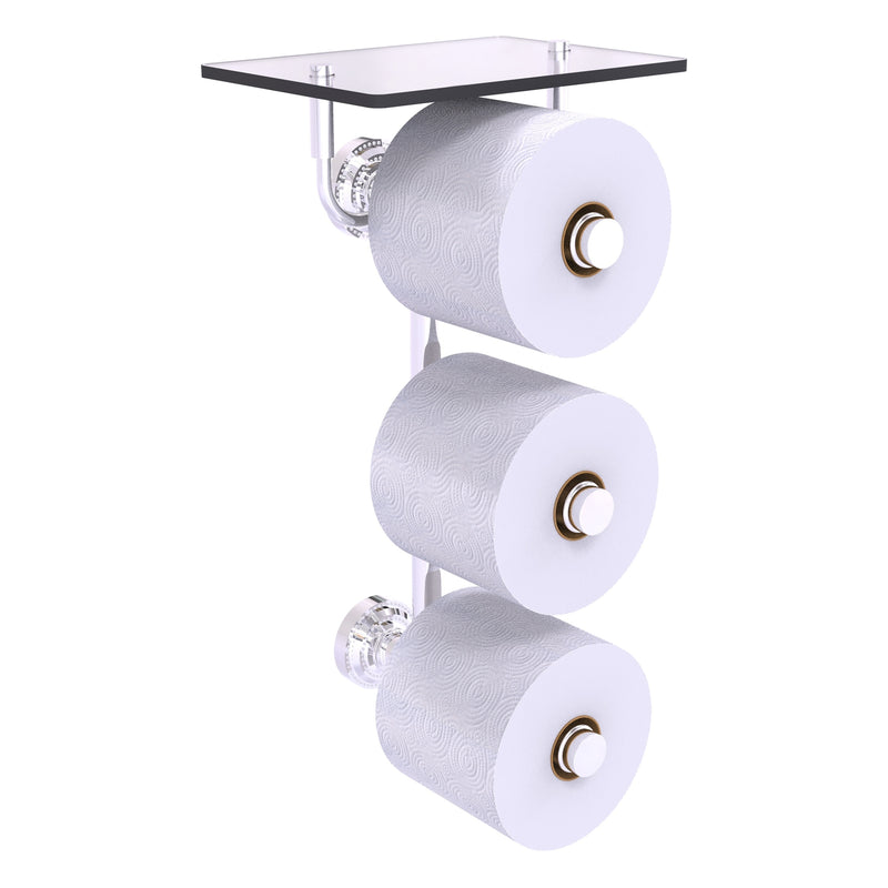 Dottingham Collection 3 Roll Toilet Paper Holder with Glass Shelf