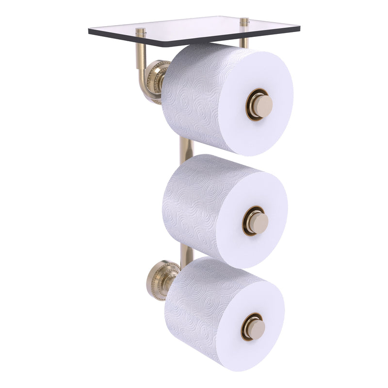 Dottingham Collection 3 Roll Toilet Paper Holder with Glass Shelf