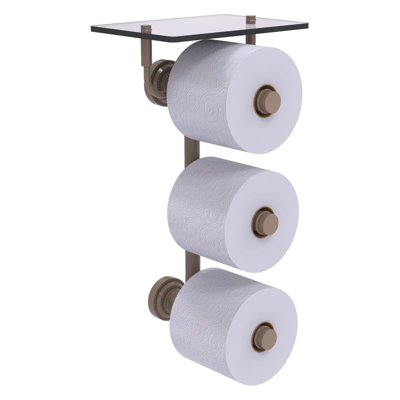 Dottingham Collection 3 Roll Toilet Paper Holder with Glass Shelf