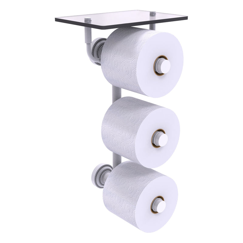 Dottingham Collection 3 Roll Toilet Paper Holder with Glass Shelf