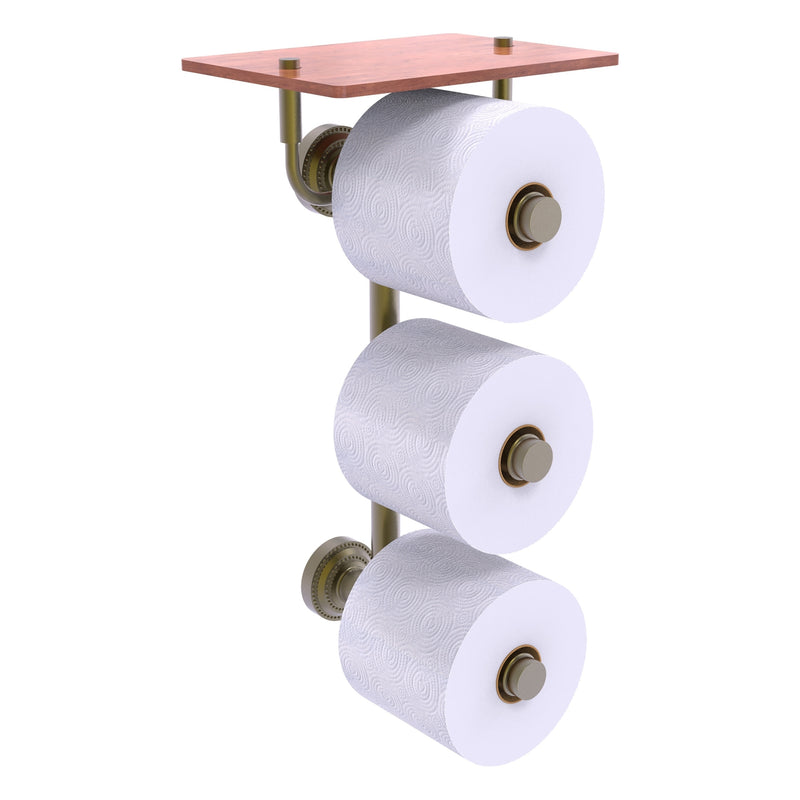 Dottingham Collection 3 Roll Toilet Paper Holder with Wood Shelf