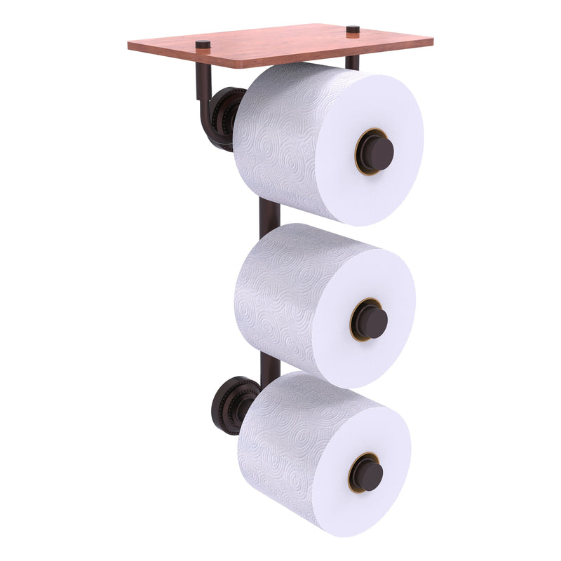 Dottingham Collection 3 Roll Toilet Paper Holder with Wood Shelf