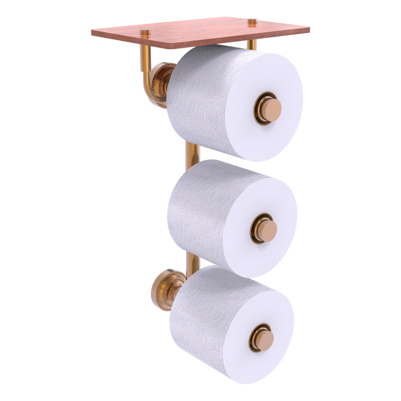 Dottingham Collection 3 Roll Toilet Paper Holder with Wood Shelf