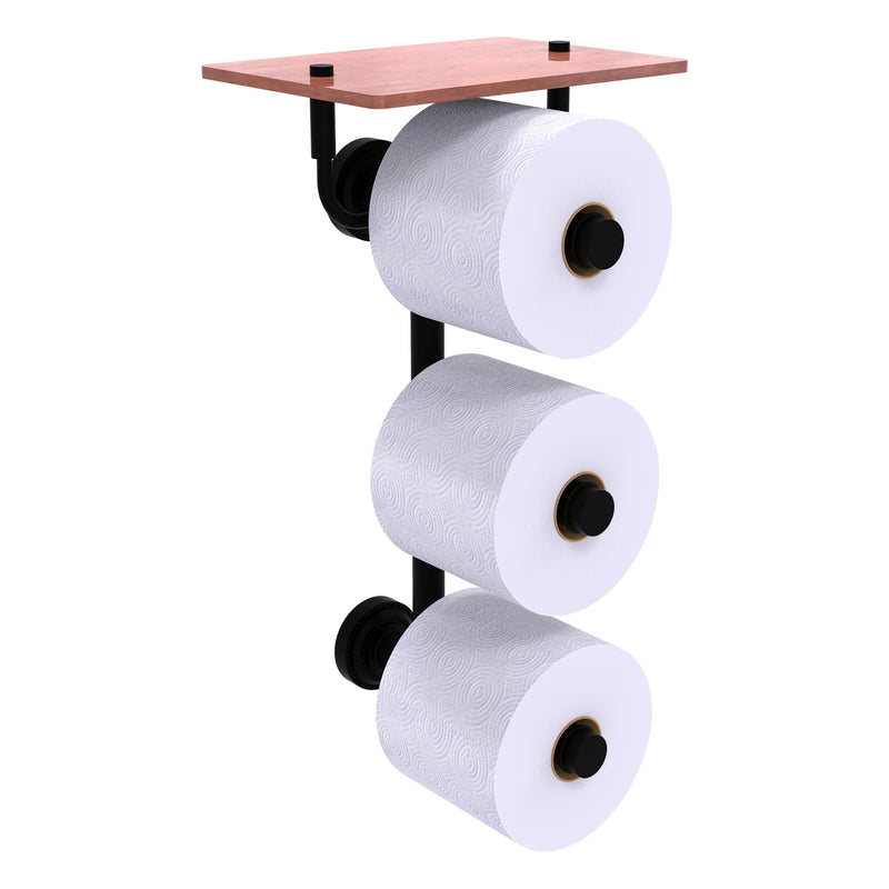 Dottingham Collection 3 Roll Toilet Paper Holder with Wood Shelf