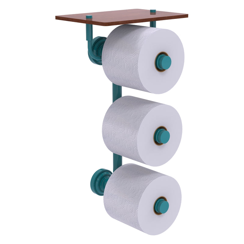 Dottingham Collection 3 Roll Toilet Paper Holder with Wood Shelf