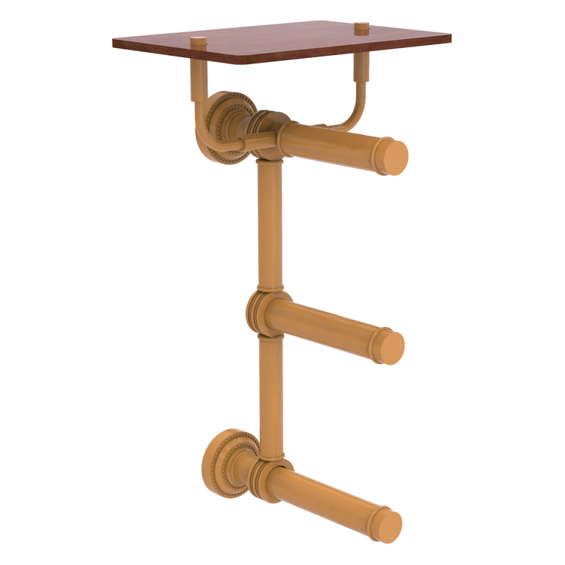 Dottingham Collection 3 Roll Toilet Paper Holder with Wood Shelf