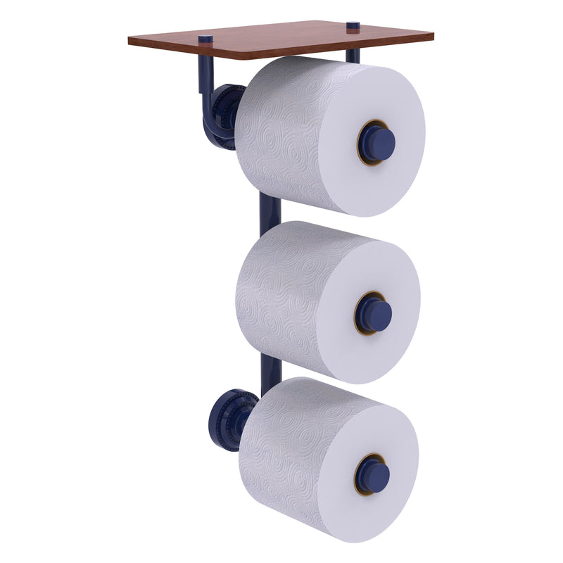 Dottingham Collection 3 Roll Toilet Paper Holder with Wood Shelf