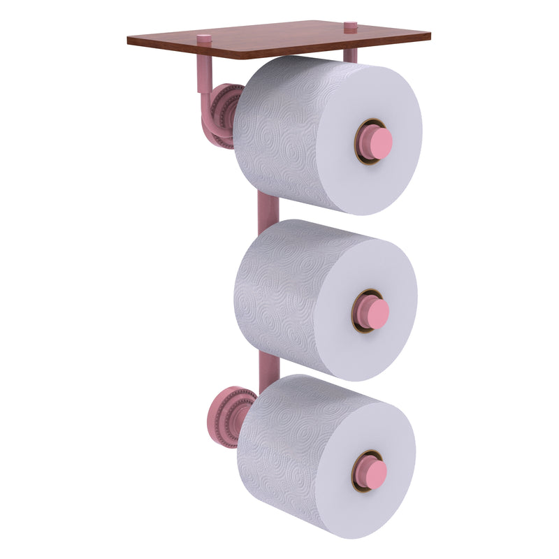 Dottingham Collection 3 Roll Toilet Paper Holder with Wood Shelf