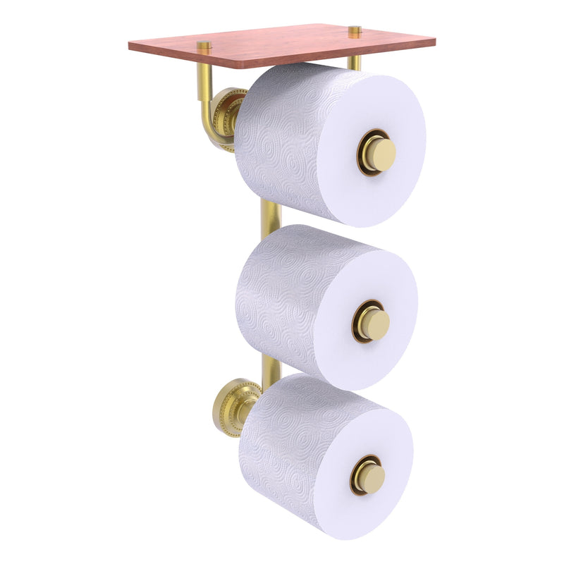 Dottingham Collection 3 Roll Toilet Paper Holder with Wood Shelf