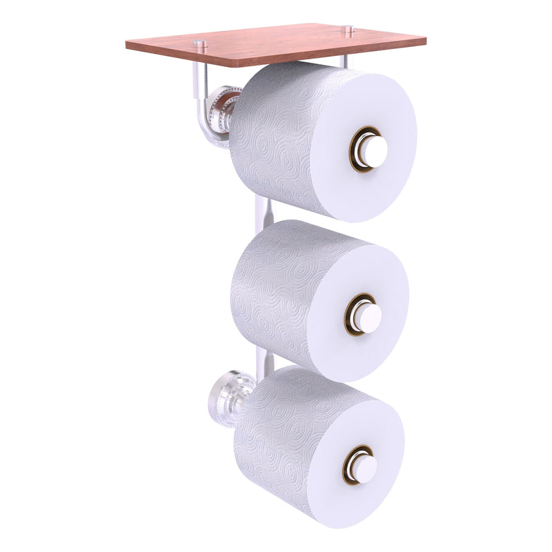 Dottingham Collection 3 Roll Toilet Paper Holder with Wood Shelf