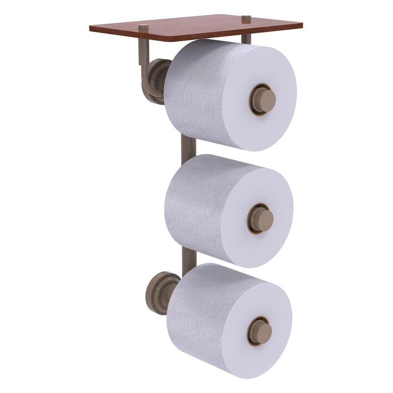 Dottingham Collection 3 Roll Toilet Paper Holder with Wood Shelf