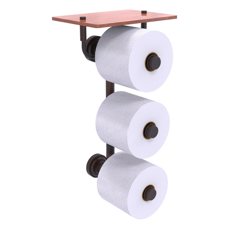 Dottingham Collection 3 Roll Toilet Paper Holder with Wood Shelf