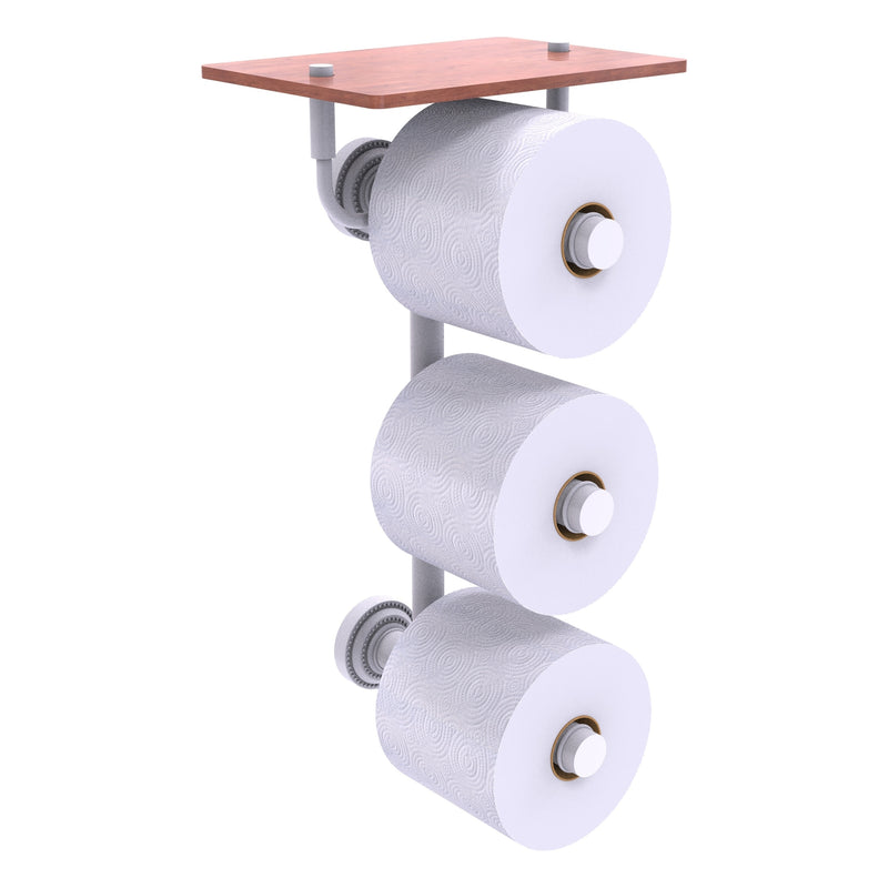 Dottingham Collection 3 Roll Toilet Paper Holder with Wood Shelf