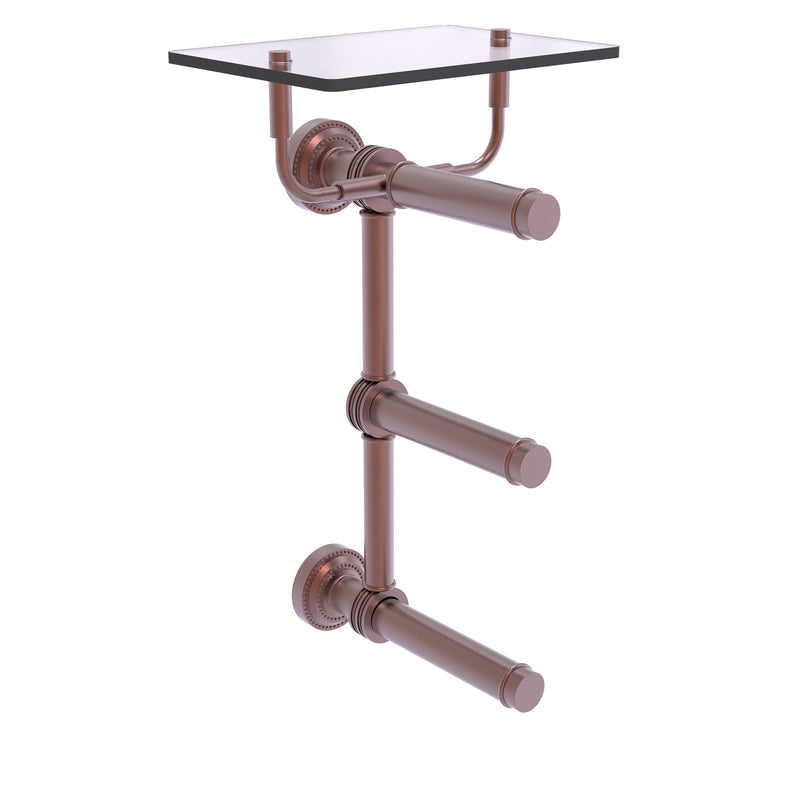 Dottingham Collection 3 Roll Toilet Paper Holder with Glass Shelf