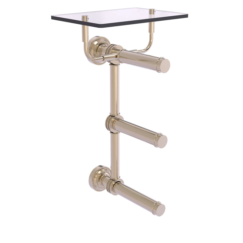 Dottingham Collection 3 Roll Toilet Paper Holder with Glass Shelf