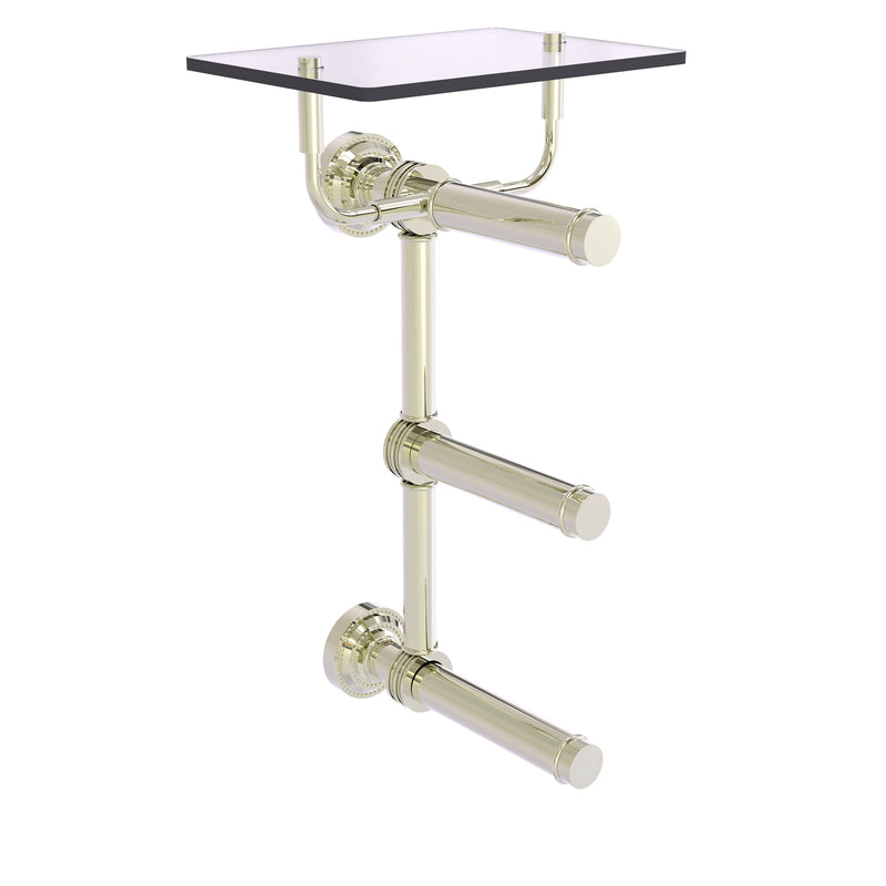 Dottingham Collection 3 Roll Toilet Paper Holder with Glass Shelf