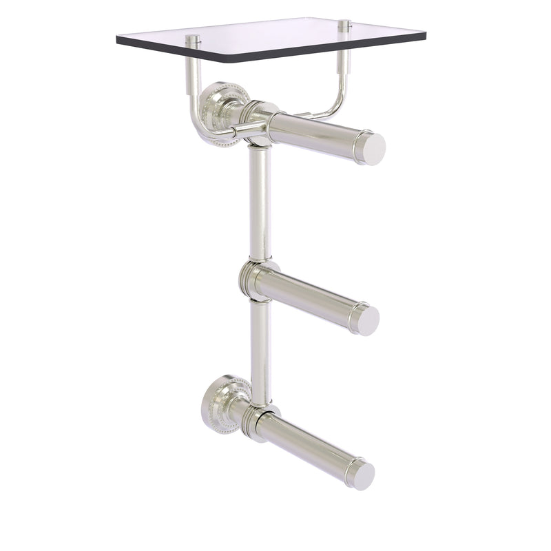 Dottingham Collection 3 Roll Toilet Paper Holder with Glass Shelf